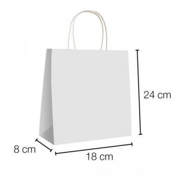 Bolsas papel kraft de asa rizada blanca 18x8x24 cm