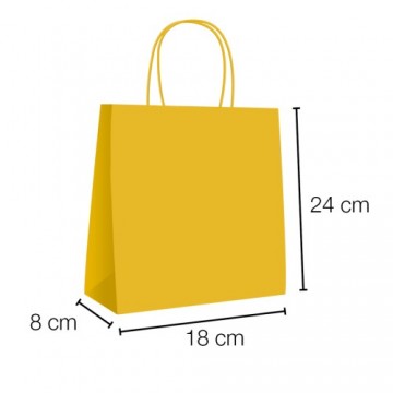 Bolsas papel kraft de asa rizada amarillo18x8x24 cm