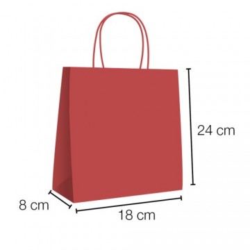Bolsas de papel kraft con asa rizada roja18x8x24 cm