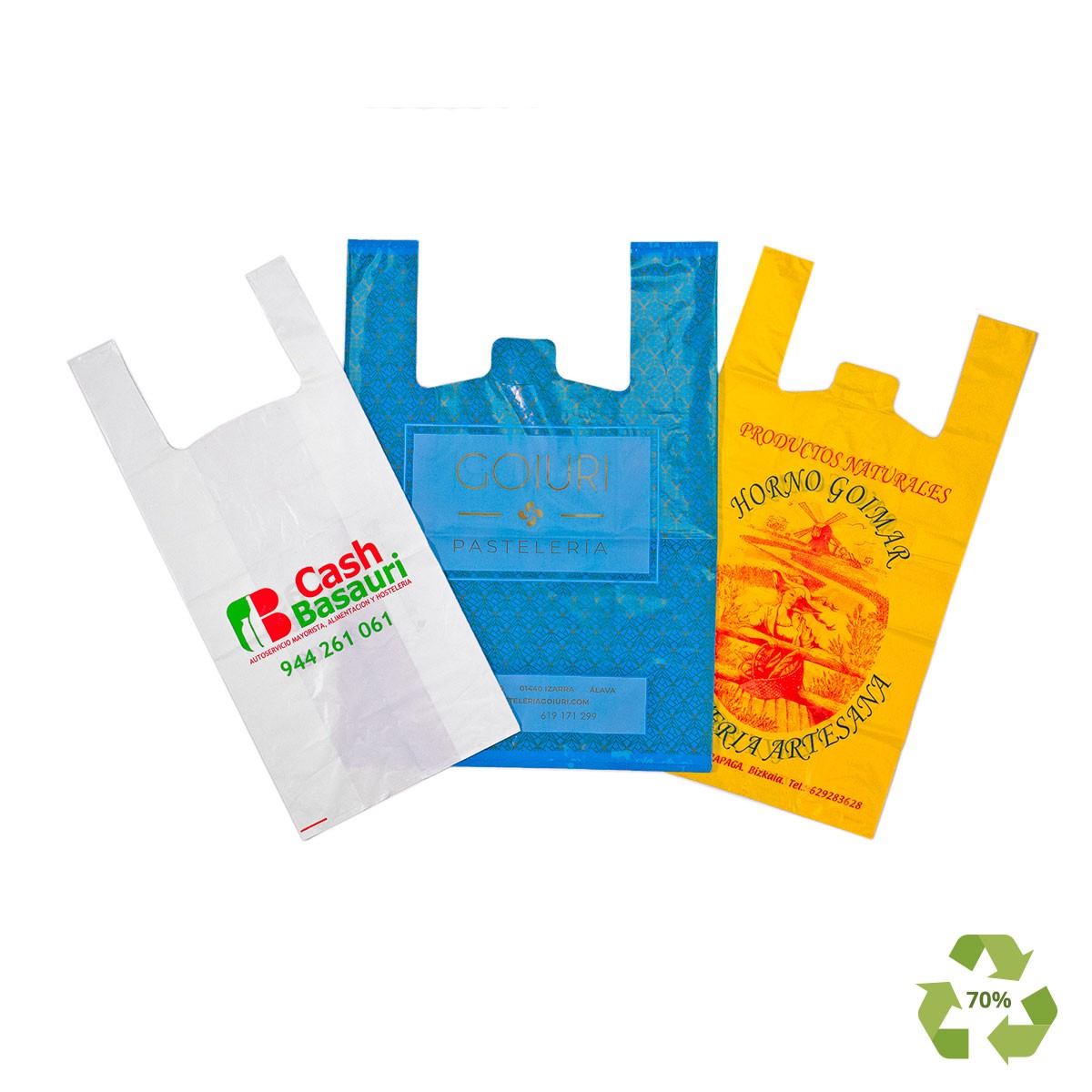 Plastic bags with t-shirt handle