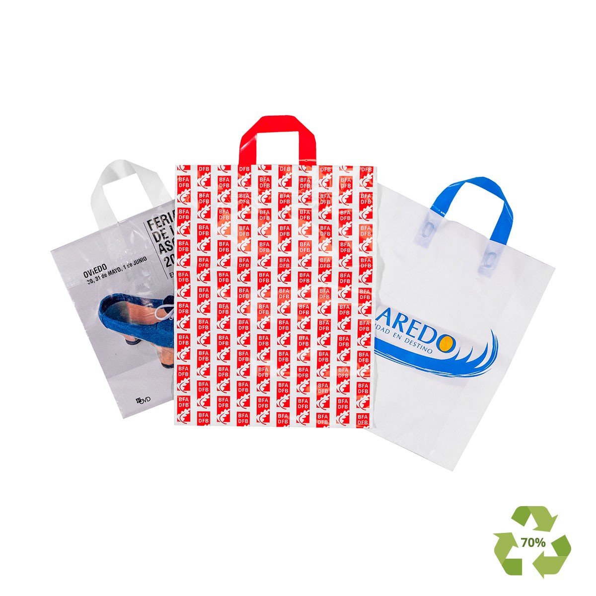 Plastic bags with loop handle